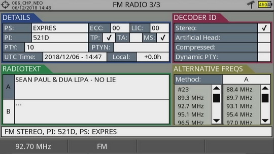 VKV - FM meranie signálu