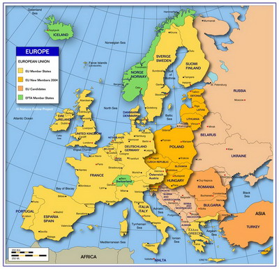 Mapa EURÓPA (kliknite pre zväèšenie)
