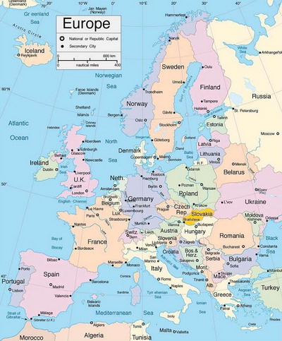 Mapa EURÓPA (kliknite pre zväèšenie)